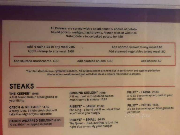 Outpost Lodge - Pierre, SD menu_pic