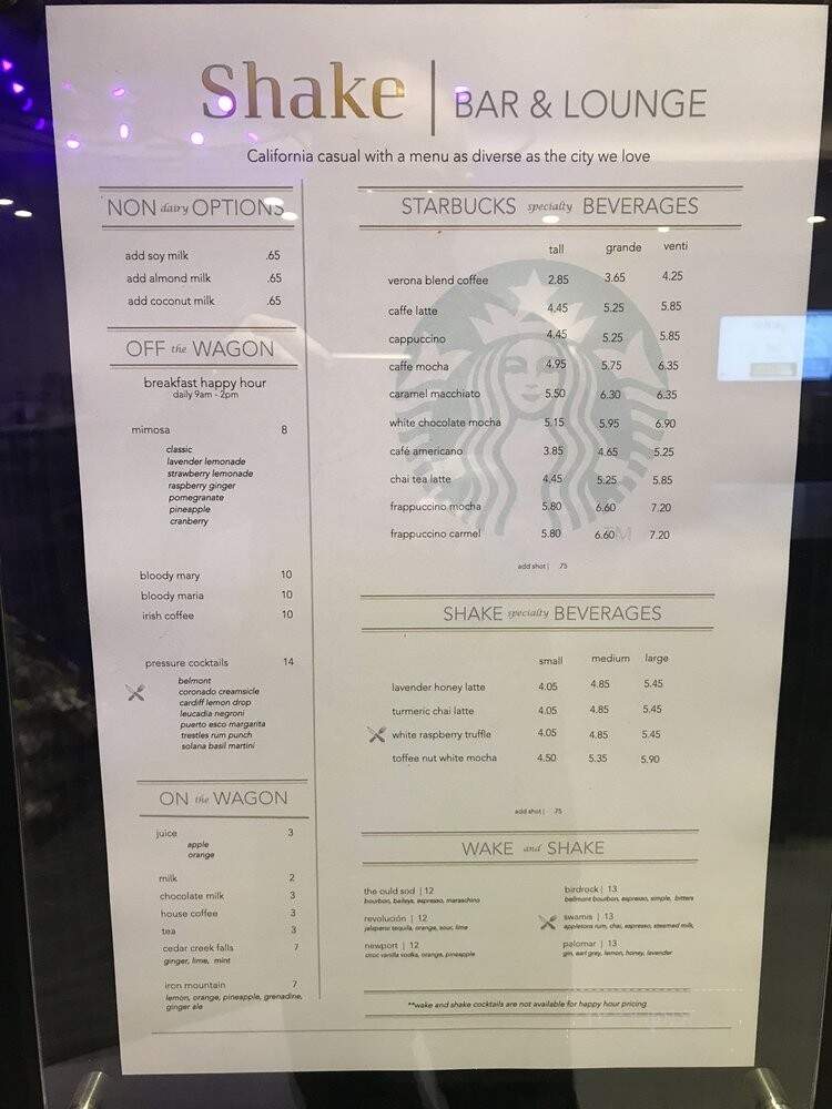 Shake | Bar and Lounge - San Diego, CA menu_pic