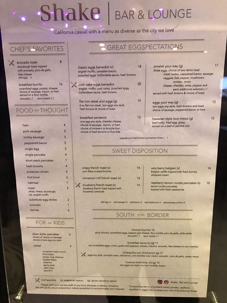 Shake | Bar and Lounge - San Diego, CA menu_pic