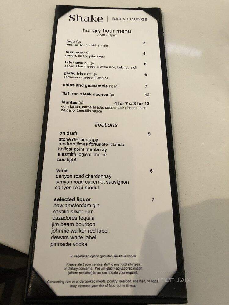 Shake | Bar and Lounge - San Diego, CA menu_pic