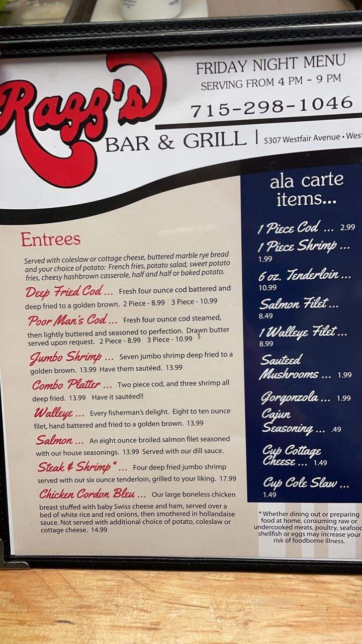 Razz's Breakfast Bar & Grill - Schofield, WI menu_pic