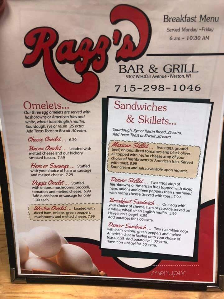 Razz's Breakfast Bar & Grill - Schofield, WI menu_pic