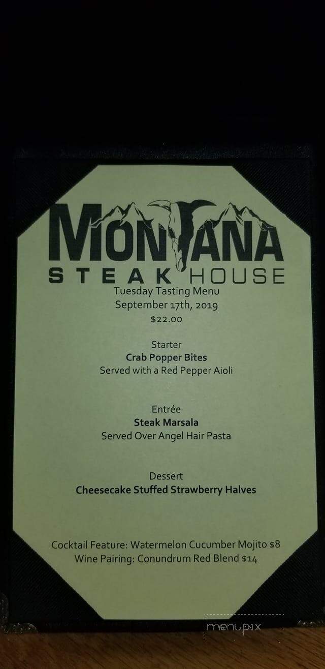 Montana Steak House - Lake Havasu City, AZ menu_pic