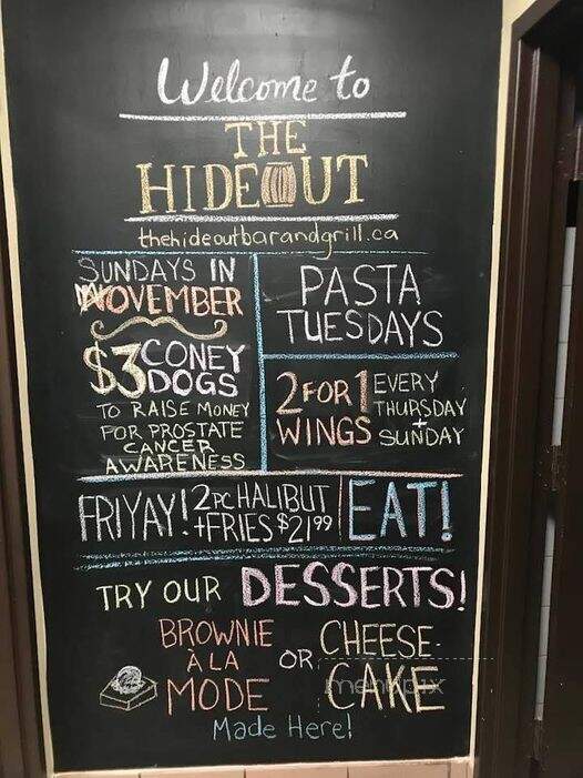 The Hideout Bar & Grill - LaSalle, ON menu_pic