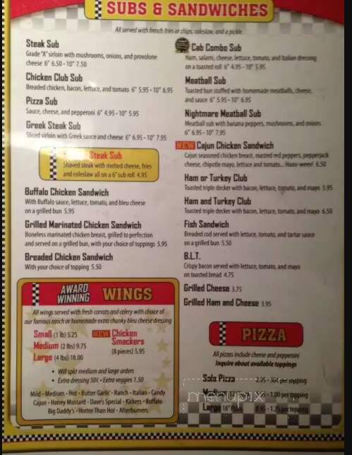 Cab - Erie, PA menu_pic