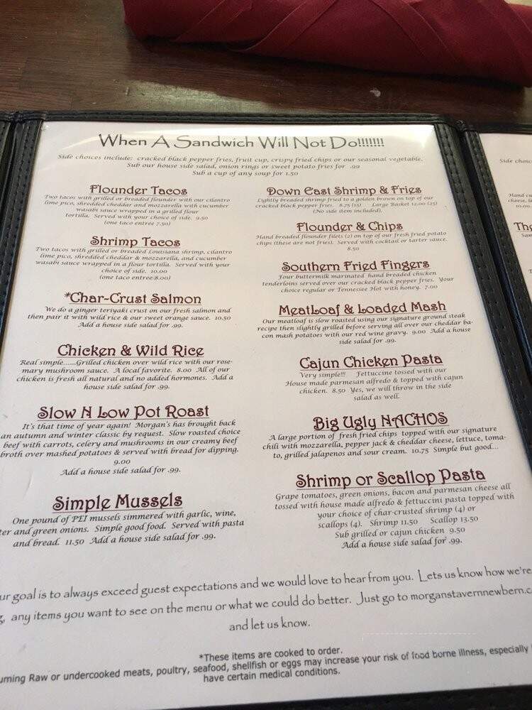 Morgan's Tavern & Grill - New Bern, NC menu_pic