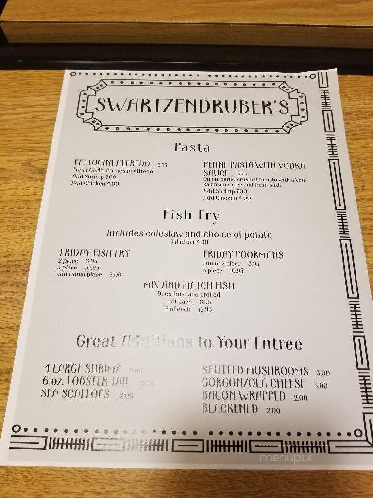 Schwartzendrubers Supper Club - Antigo, WI menu_pic