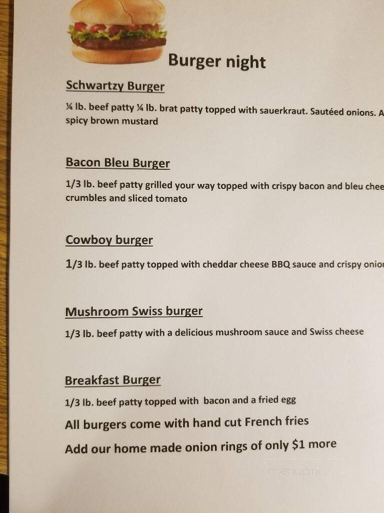 Schwartzendrubers Supper Club - Antigo, WI menu_pic
