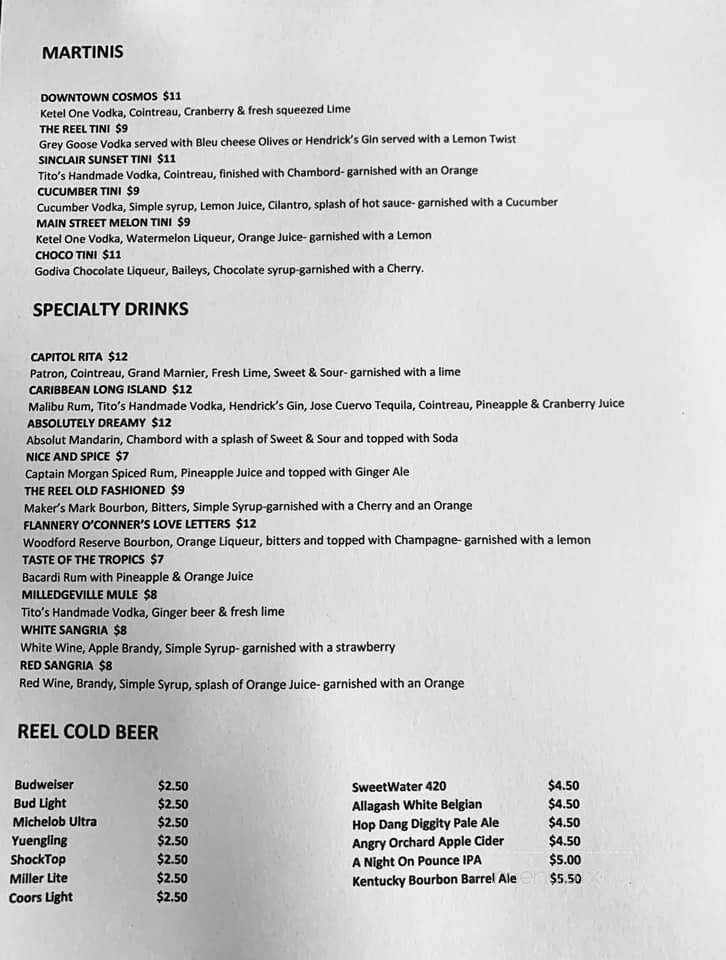 The Reel Grill - Milledgeville, GA menu_pic