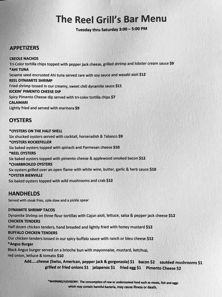 The Reel Grill - Milledgeville, GA menu_pic