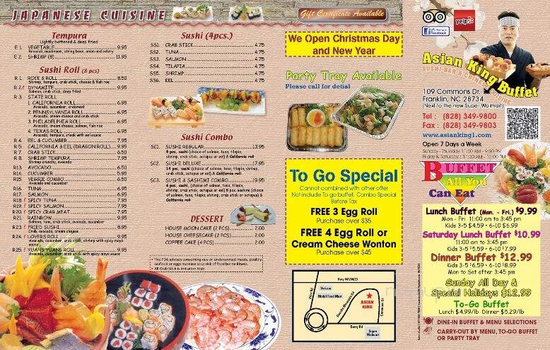 Asian King Buffett’s - Franklin, NC menu_pic