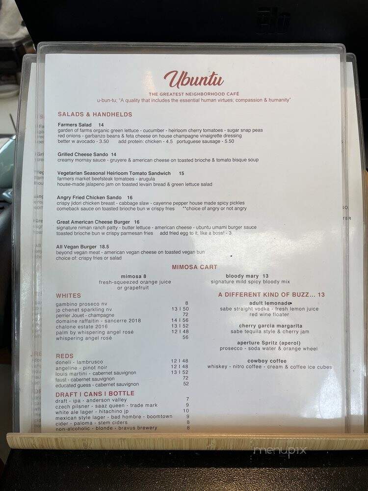 Ubuntu Cafe - Long Beach, CA menu_pic