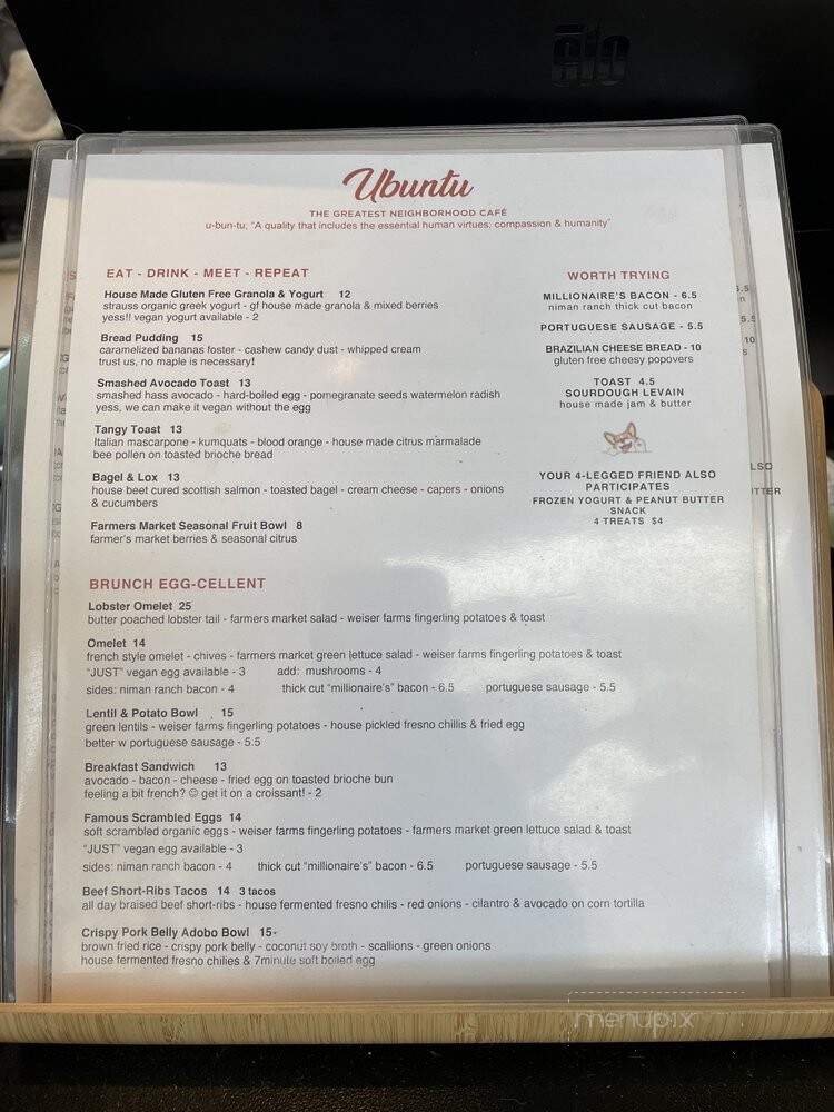 Ubuntu Cafe - Long Beach, CA menu_pic