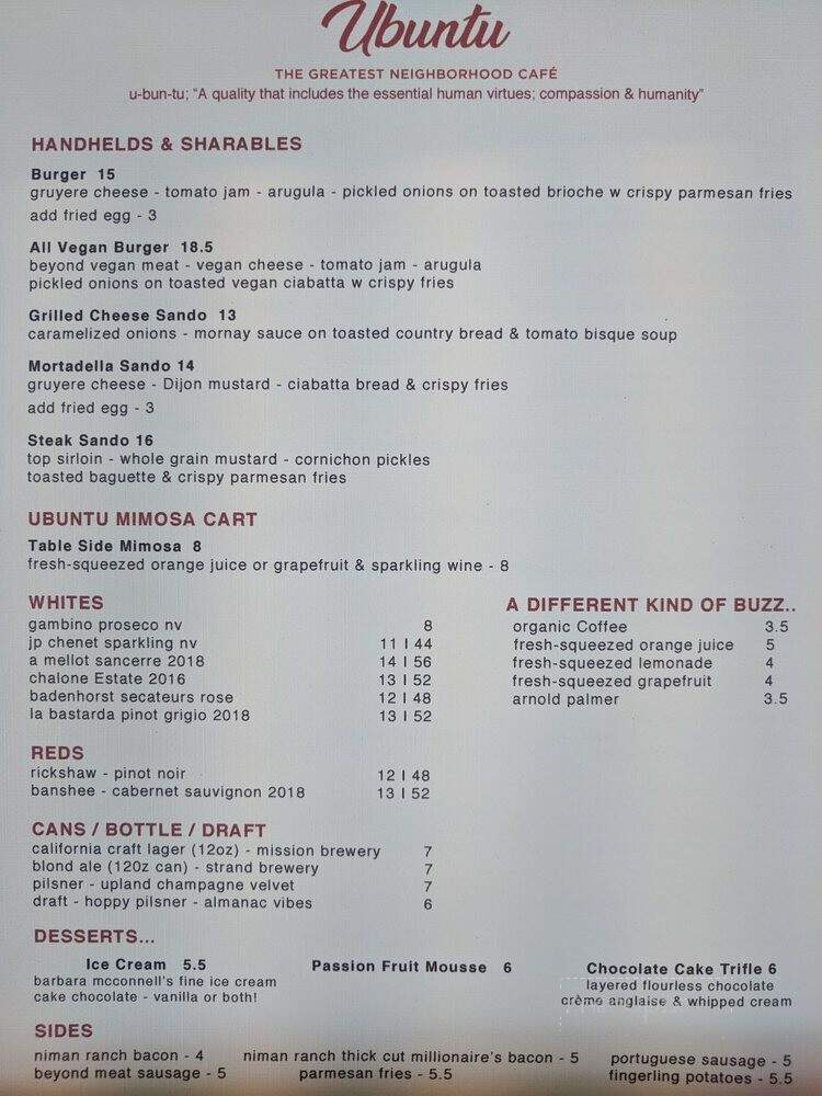 Ubuntu Cafe - Long Beach, CA menu_pic