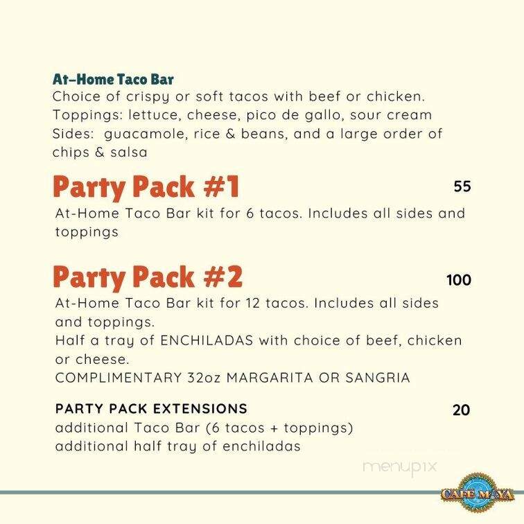 Cafe Maya - Wappingers Falls, NY menu_pic