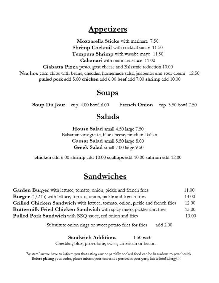 The Bridge Restaurant - Sheffield, MA menu_pic