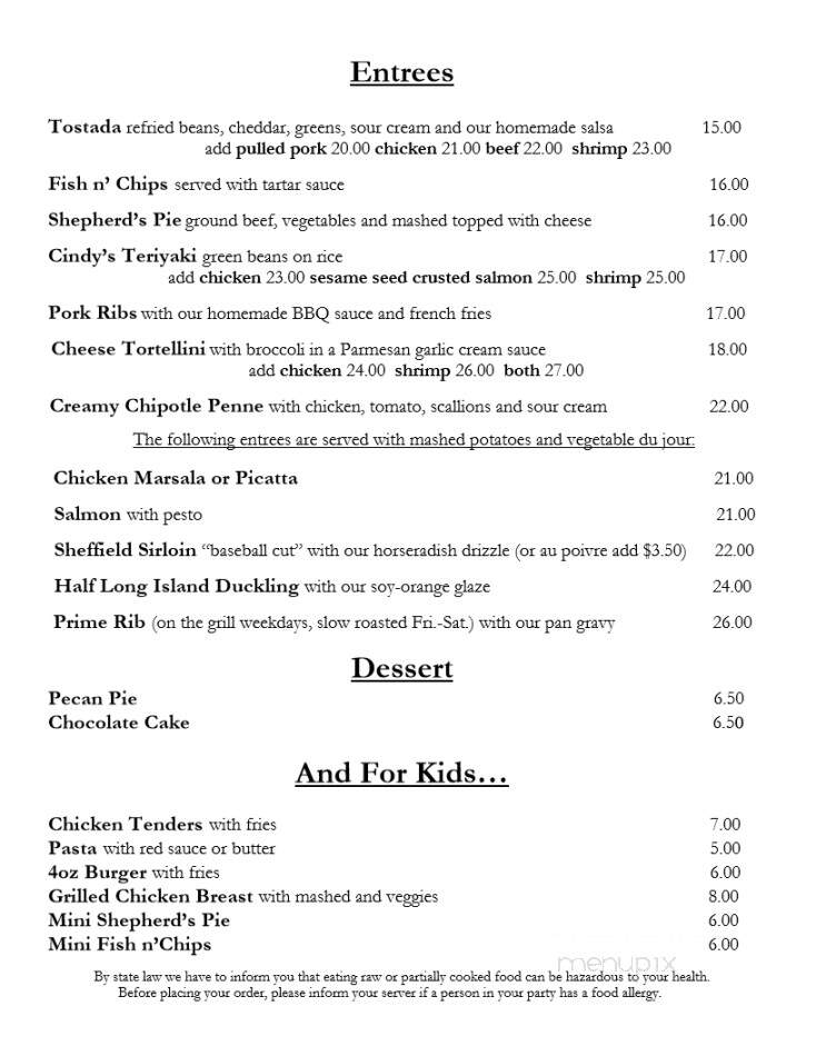 The Bridge Restaurant - Sheffield, MA menu_pic