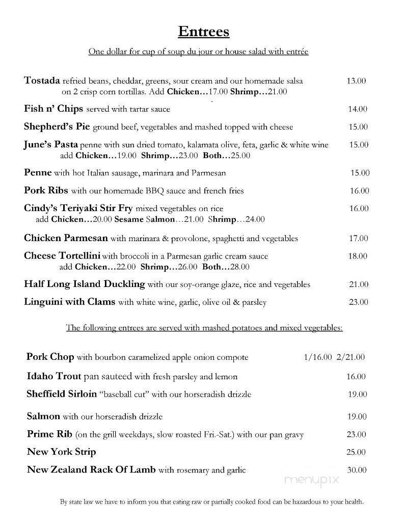 The Bridge Restaurant - Sheffield, MA menu_pic