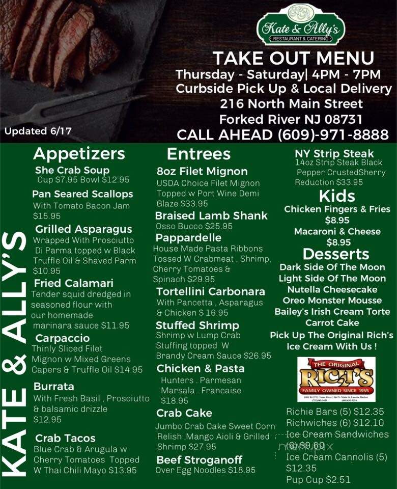 Kate & Ally's Restaurant & Catering - Forked River, NJ menu_pic