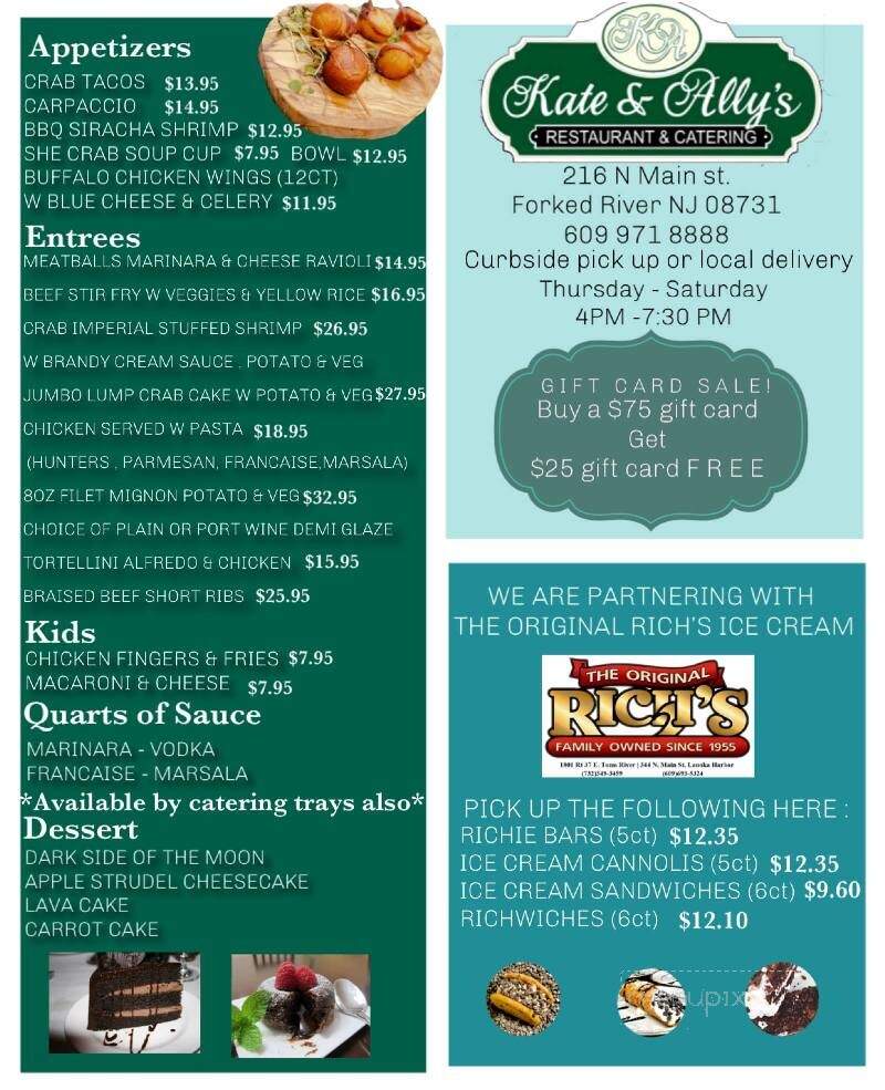 Kate & Ally's Restaurant & Catering - Forked River, NJ menu_pic