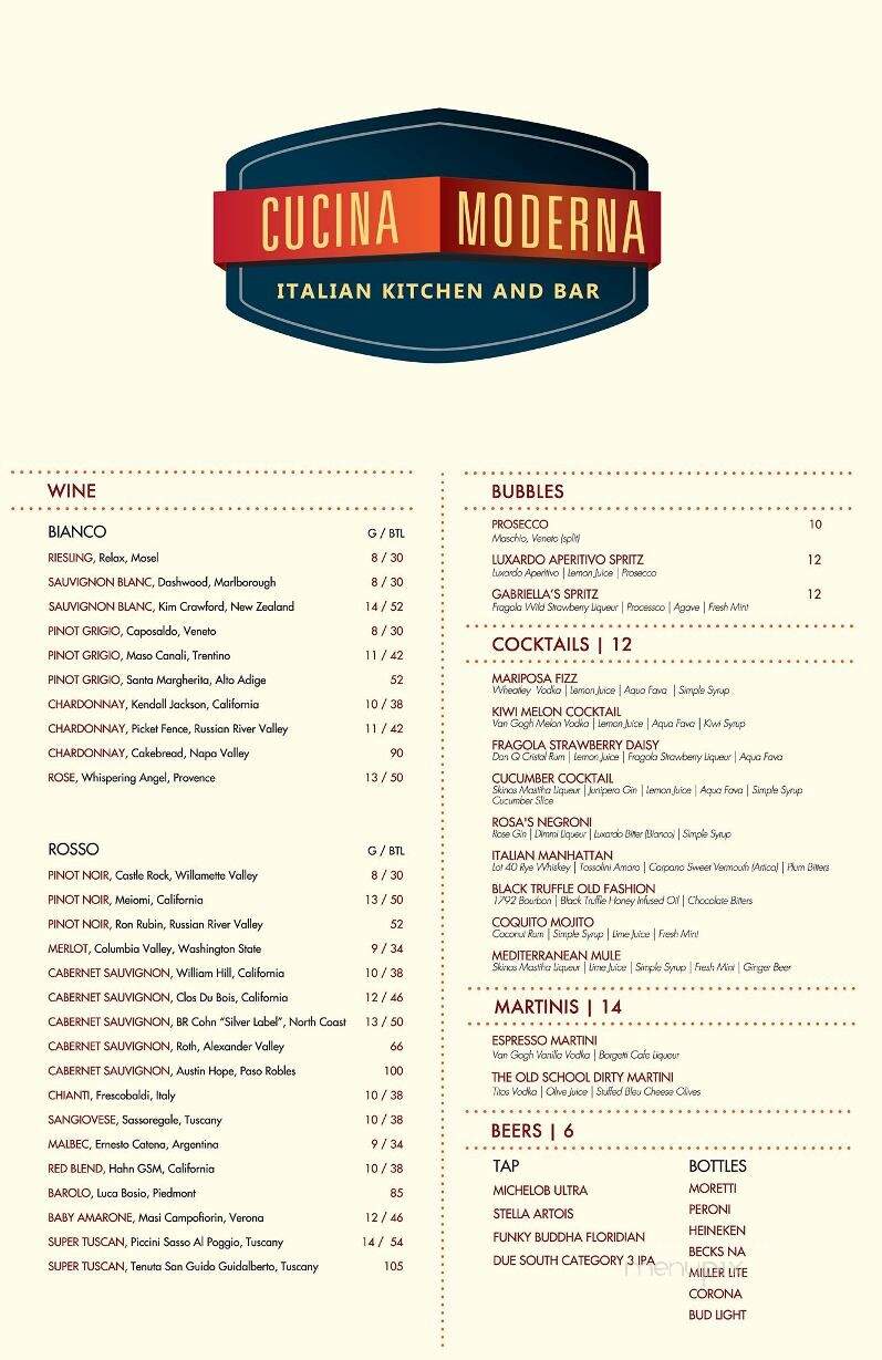 Cucina Moderna - Boynton Beach, FL menu_pic