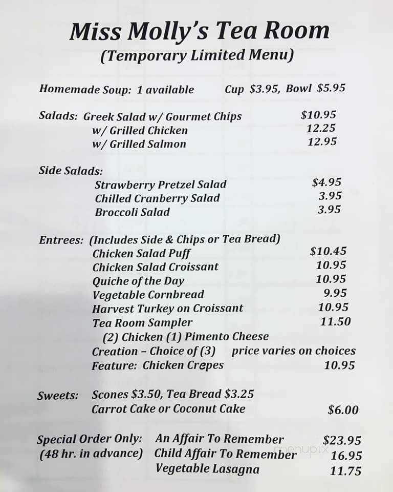 Miss Molly's Tea Room - Medina, OH menu_pic