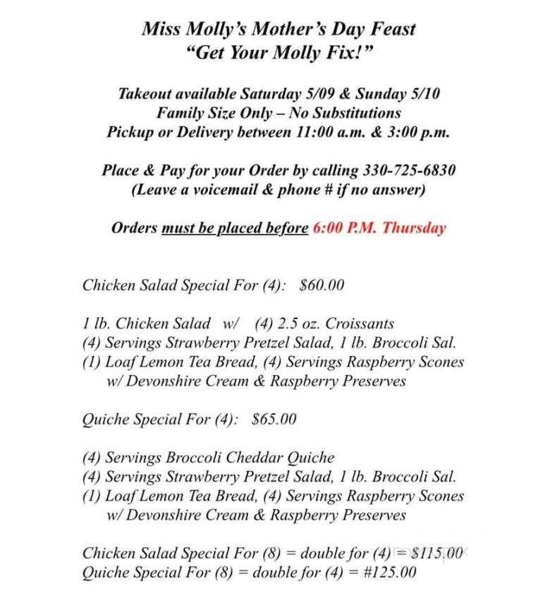 Miss Molly's Tea Room - Medina, OH menu_pic