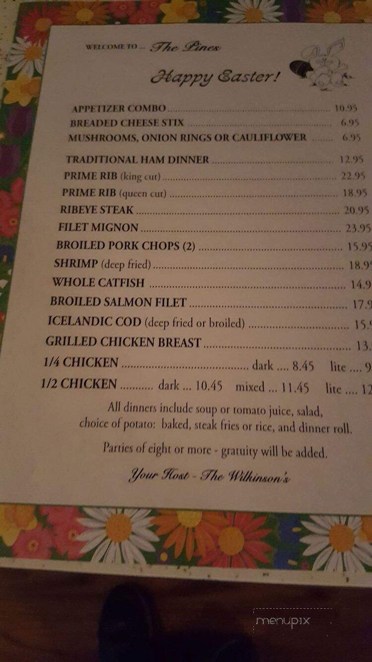 Pines Restaurant - Streator, IL menu_pic