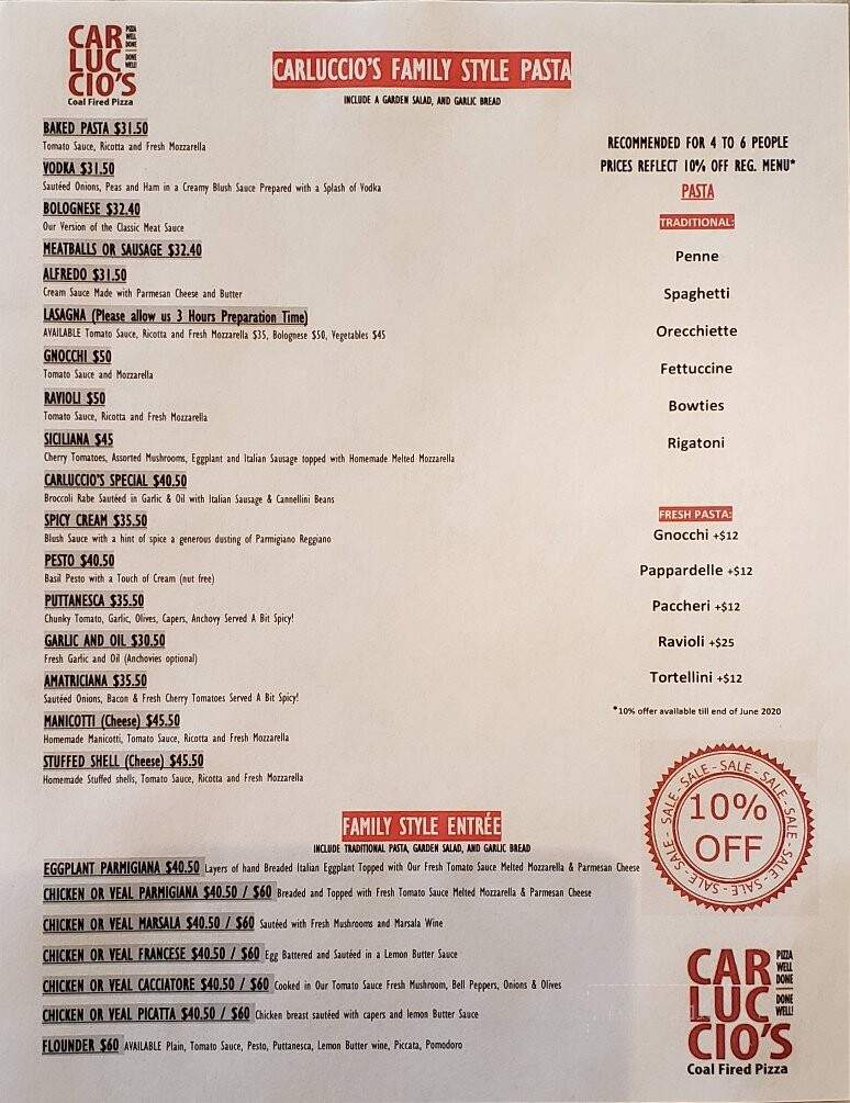 Carluccio's Coal Fired Pizza - Northfield, NJ menu_pic