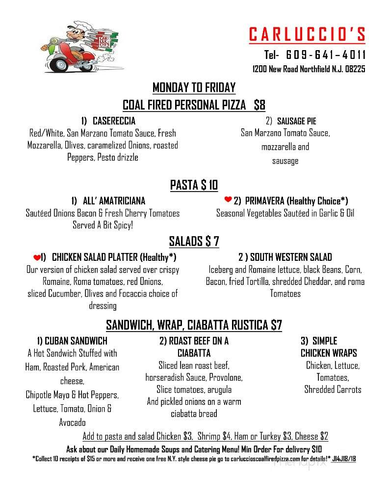 Carluccio's Coal Fired Pizza - Northfield, NJ menu_pic