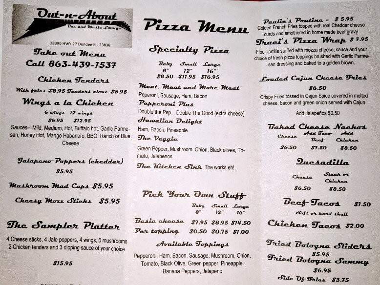 Out-n-About Bar - Dundee, FL menu_pic