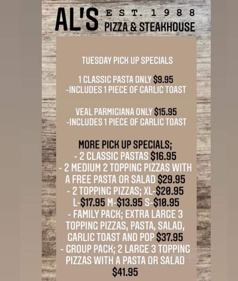 Al's Pizza & Steakhouse - Calgary, AB menu_pic