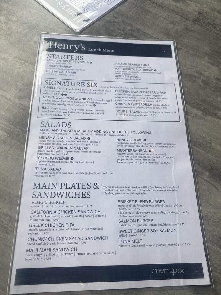Henry's - Delray Beach, FL menu_pic