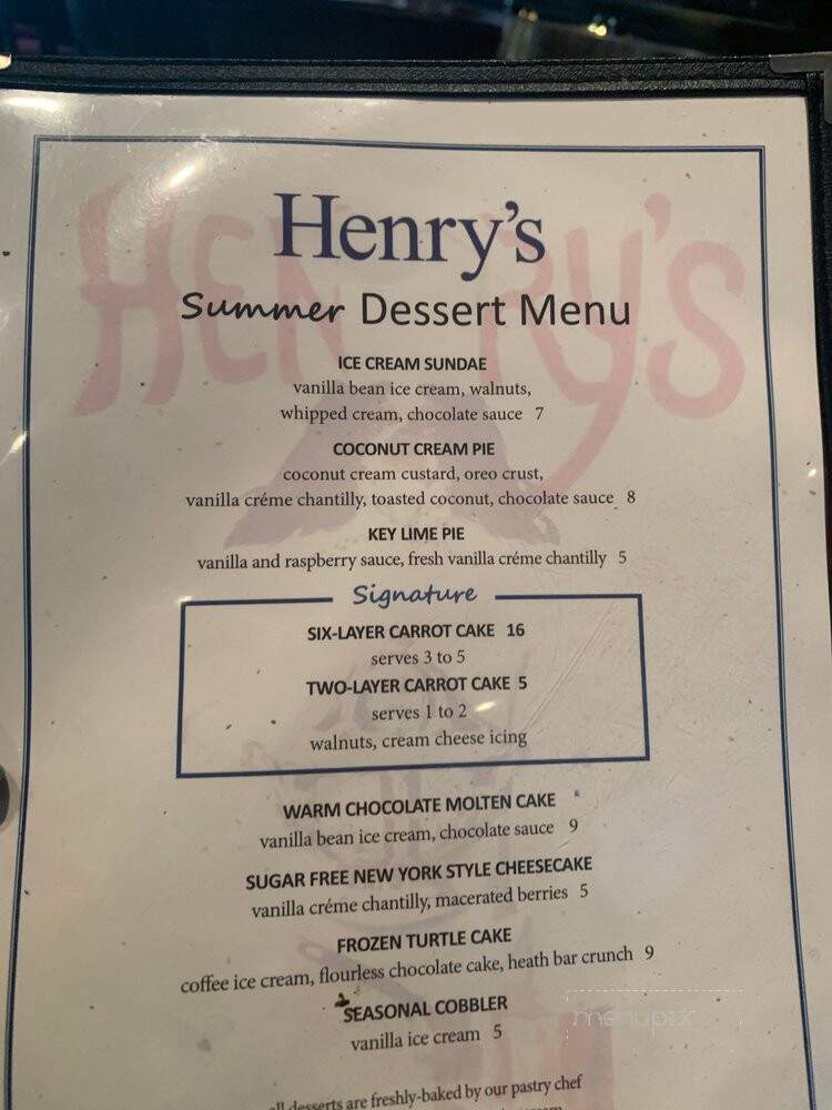 Henry's - Delray Beach, FL menu_pic