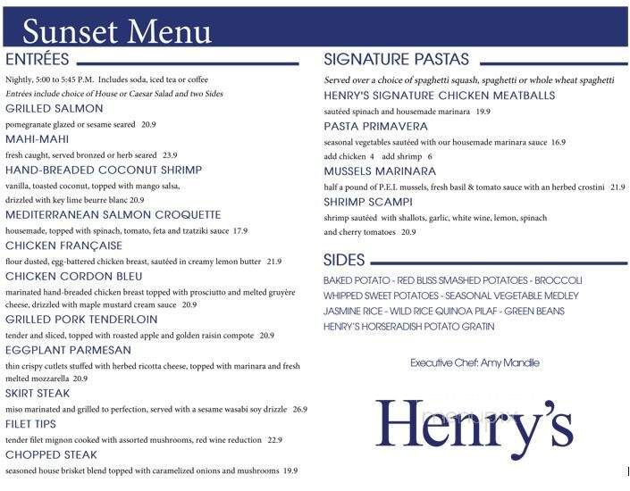 Henry's - Delray Beach, FL menu_pic