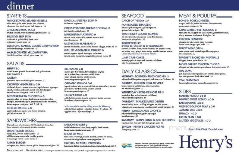 Henry's - Delray Beach, FL menu_pic