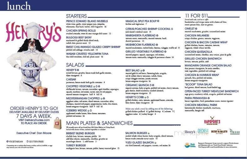 Henry's - Delray Beach, FL menu_pic
