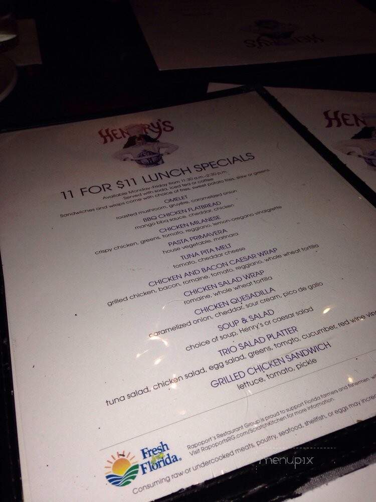 Henry's - Delray Beach, FL menu_pic