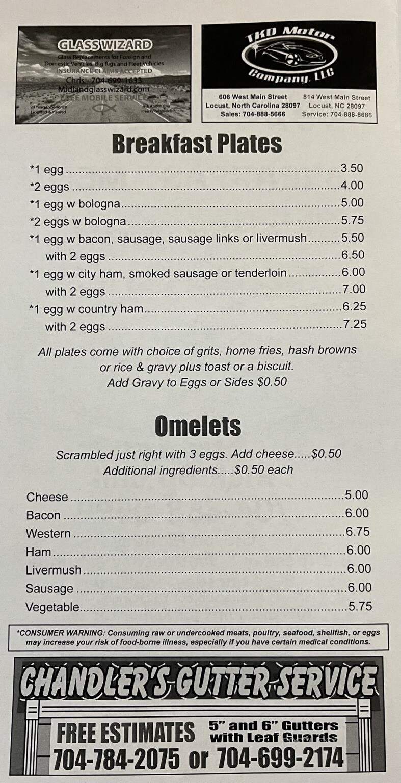 Wayside Family Restaurant of Stanfield - Stanfield, NC menu_pic