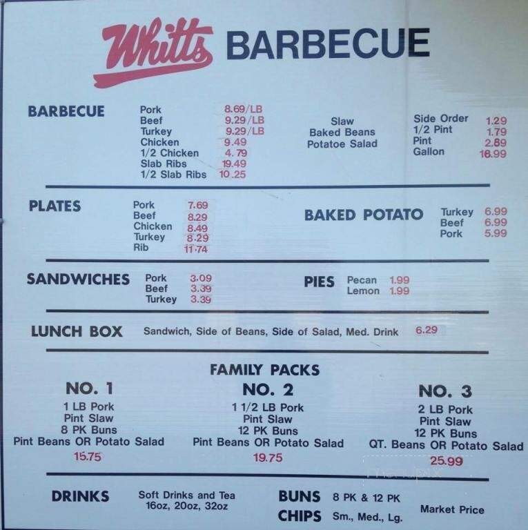 Whitt's Barbecue - Rogersville, AL menu_pic