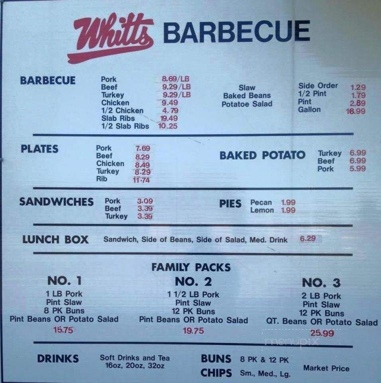 Whitt's Barbecue - Rogersville, AL menu_pic