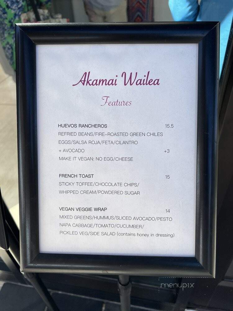 Akamai Coffee Wailea Village - Kihei, HI menu_pic