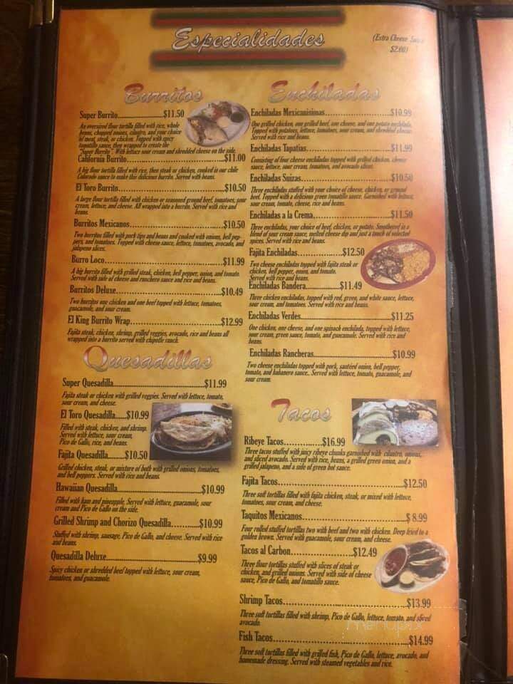 El Torito - Dumas, AR menu_pic