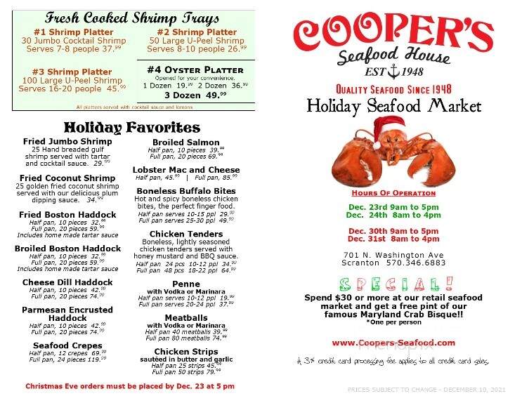 Cooper's Seafood House - Scranton, PA