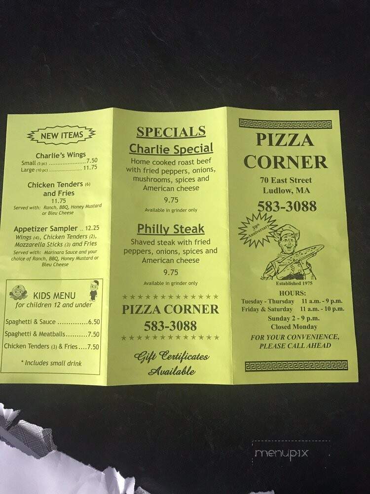 Pizza Corner - Ludlow, MA menu_pic