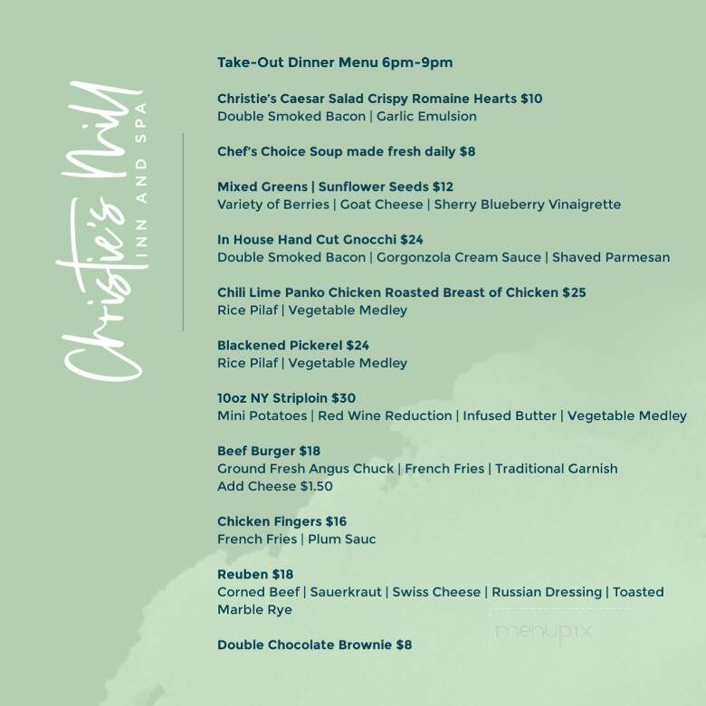 Christie's Mill Inn & Spa - Georgian Bay, ON menu_pic