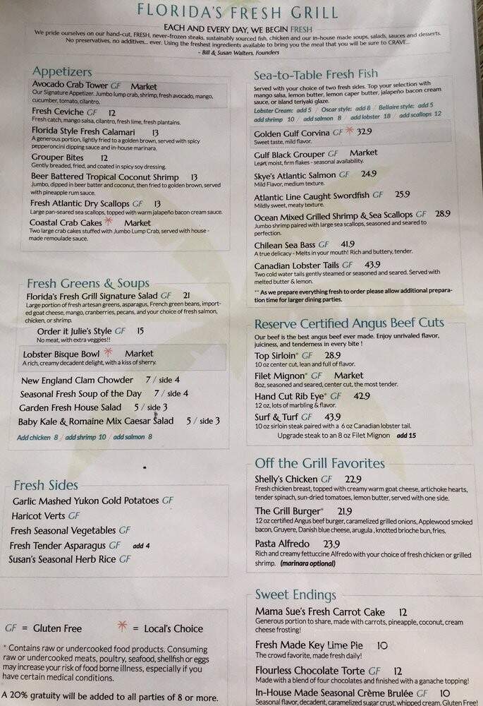 Florida's Fresh Grill - Cocoa Beach, FL menu_pic