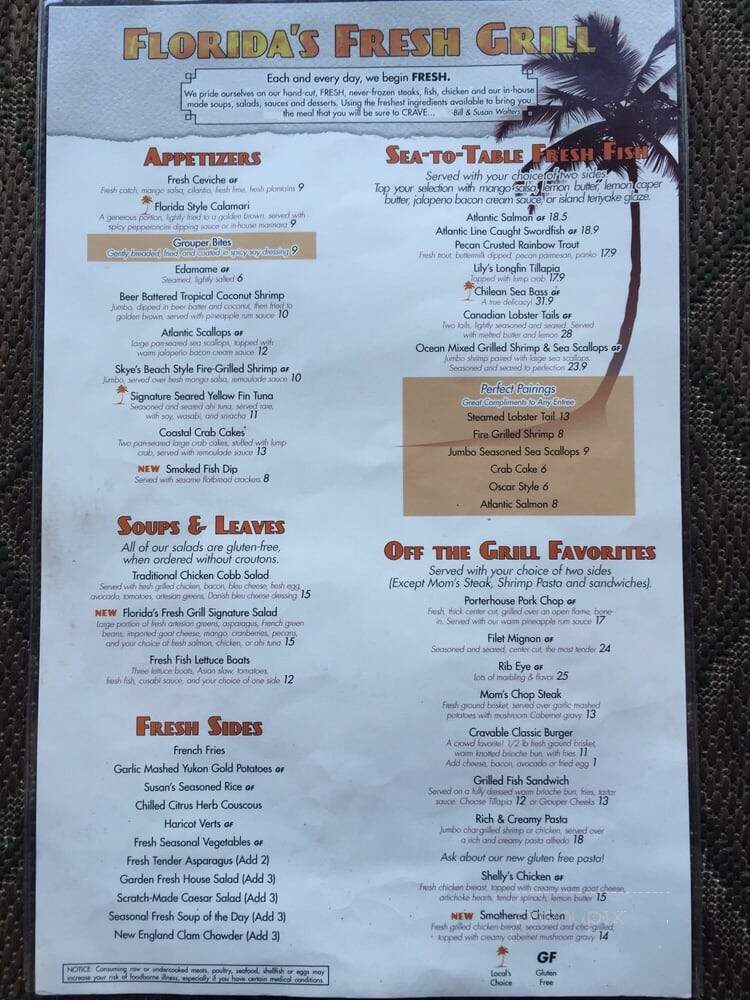 Florida's Fresh Grill - Cocoa Beach, FL menu_pic
