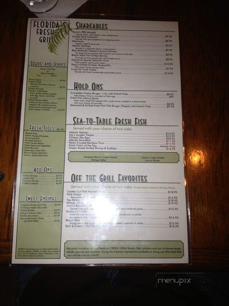 Florida's Fresh Grill - Cocoa Beach, FL menu_pic