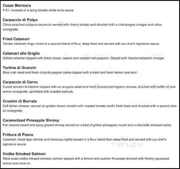 Sapore's by Zafferano - Vaughan, ON menu_pic